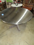 ROUND FARM HOUSE PEDESTAL DINING TABLE W/ STAINLESS TOP  46