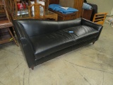 BAKER FURNITURE BLACK LEATHER DAY SOFA  79