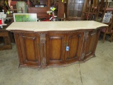 LARGE BUFFET/CREDENZA  W/ FAUX STONE TOP  82 X 35 X 26