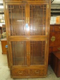LIGHTED THOMASVILLE CURIO CABINET  W/ GLASS SHELVES  78 X 16 X 38
