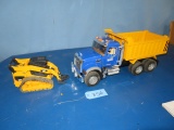 COLLECTIBLE MACK DUMP TRUCK AND CAT SKID STEER