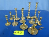 LRG. AMT OF BRASS CANDLESTICKS IN VARIOUS SIZES