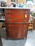 6 DRAWER MAHOGANY STEP BACK CHEST OF DRAWERS  53 X 34 X 18