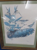SIGNED, NUMBERED AND FRAMED BIRD PRINT  22 X 18