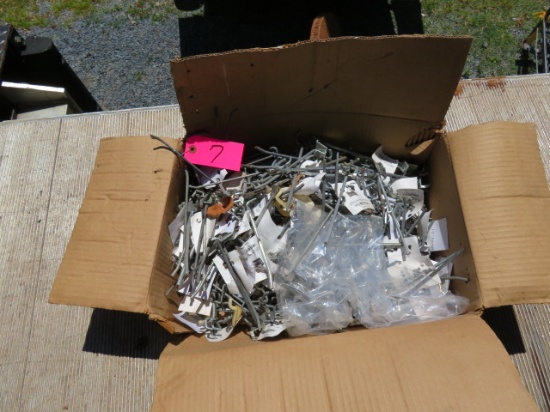BOX OF PEGS AND HOOKS