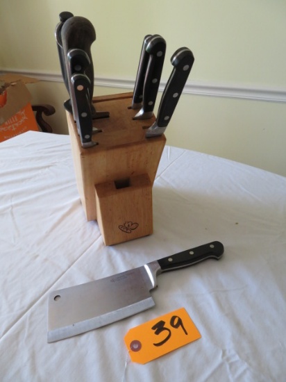 set of knives in knife block by Harris Teeter