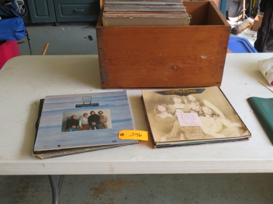 WOODEN BOX OF 33 RECORDS