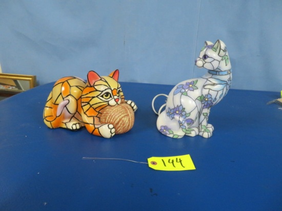 2 SOPHISTICATED  LIGHTED CATS  10"