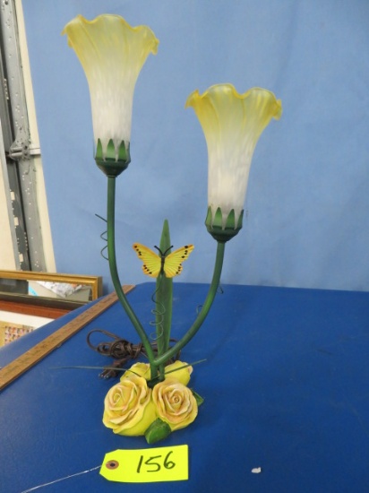 LIGHTED TULIP AND BUTTERFLY  LAMP