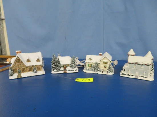 4 THOMAS KINKADE LIGHTED CHRISTMAS VILLAGES