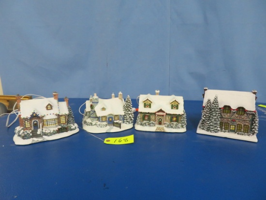 4 THOMAS KINKADE LIGHTED CHRISTMAS VILLAGES