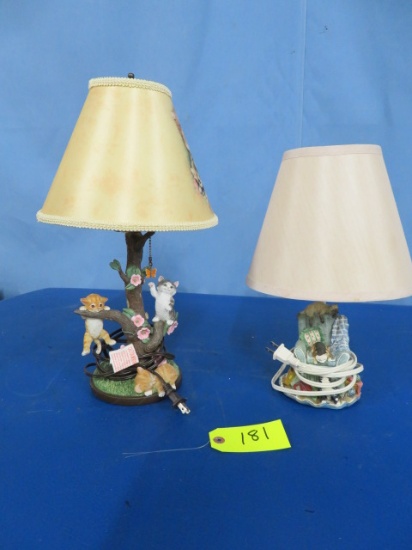 2 CAT LAMPS  14 & 17" T