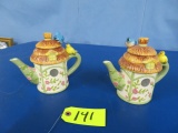 2 BIRD HOUSE TEAPOTS  6