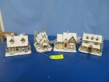 4 THOMAS KINKADE LIGHTED CHRISTMAS VILLAGES