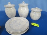 3 PCS. SPONGEWARE CANISTERS AND 4 PLATES