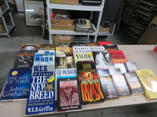 BOX OF PAPERBACK NOVELS- JOHN GRISHAM AND MORE