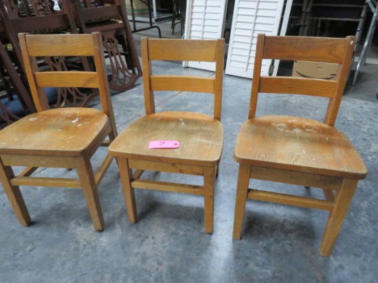 3 OAK CHILDRENS CHAIRS