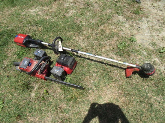 SNAPPER WEEDEATER, CHAINSAW  60 V W/ 4 BATTERIES AND CHARGER