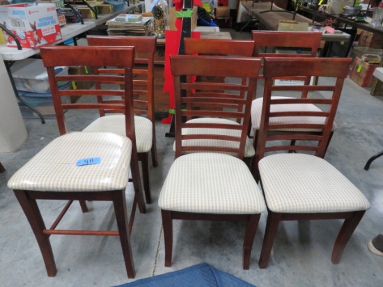 4 CHERRY DINING CHAIRS  AND 2 CHERRY BAR STOOLS BY ASHLEY FURNITURE