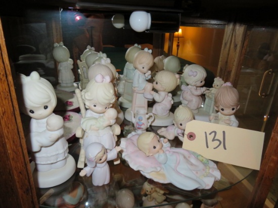 PRECIOUS MOMENTS LOT ON TOP SHELF  - APPROX 10