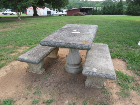 CONCRETE TABLE W/ 2 BENCHES