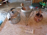 KITCHEN TEA POTS AND STRAINER