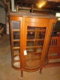 OAK DISPLAY CABINET W/ WOODEN SHELVES  63 X 44 X 21