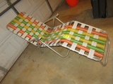 VINYL STRAPPED LAWN CHAIR/LOUNGER IN GREAT SHAPE