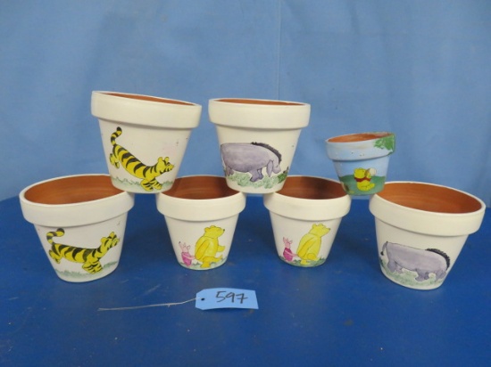 7 HAND PAINTED PLANTERS  6"