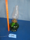 GREEN GLASS OIL LAMP