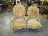2 FRENCH ARM CHAIRS  TUFTED