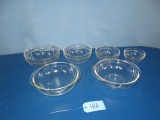 2 pyrex bowls and misc. glass bowls