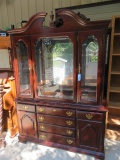 LIGHTED KINCAID CHERRY HUTCH W/ GLASS SHELVES  5 FT. X 19 X 7 FT.