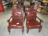 4 ROLLING LEATHER ARM CHAIRS