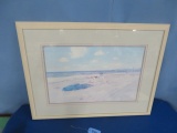 SIGNED AND FRAMED BEACH PRINT  40 X 30