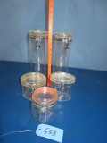 5 GLASS CANISTERS