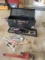 TOOL BOX W HAND TOOLS- WRENCHES, PIPE WRENCH