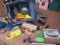 MIXED LOT ITEMS- HARDWARE, BAG, TIRE W RIM AND SUCH