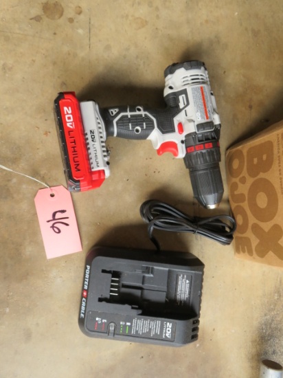 PORTER CABLE 20V DRILL W/ CHARGER AND ONE BATTERY