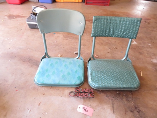 TWO VINTAGE FOLD OUT CHAIRS & VINTAGE SERRA CLASIC PENDANT