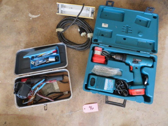 MAKITA 9.6V CORDLESS DRILL, TWO BATTERIES, CHARGER & CASE