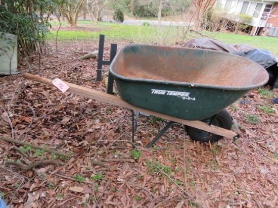 WHEEL BARROW- FLAT TIRE & ONE BROKEN HANDLE.