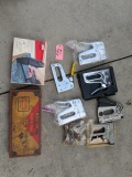 STAPLE GUNS - ONE ELECTRIC & IN  WOODEN CASE W/ EXTRA STAPLES