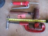 RIDGID PIPE CUTTER, CHICAGO 3 RAWHIDE HAMMER & GREASE GUN