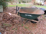 WHEEL BARROW- FLAT TIRE & ONE BROKEN HANDLE.