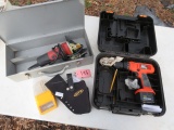 SIDER GRINDER W METAL BOX & CORDLESS DRILL W BATTERY