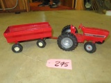 METAL TOY TRACTOR AND TRAILER