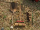 SCOOP, TRACTOR PART, VISE AND HAND ROLLER