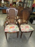SIX WOVEN BACK DINING CHAIRS- TWO ARE CAPTIAN'S