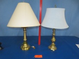 TWO BRASS LAMPS W SHADES